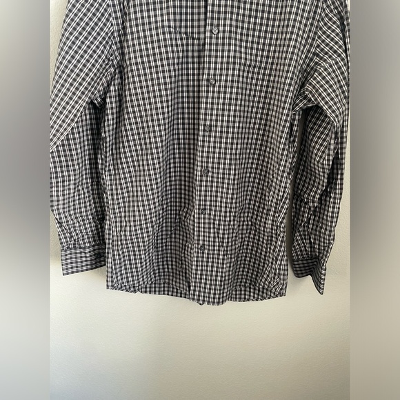 Dark Gray Striped Men's Calibrate Dress Shirt Button Up Neck 16.5 - Picture 8 of 9